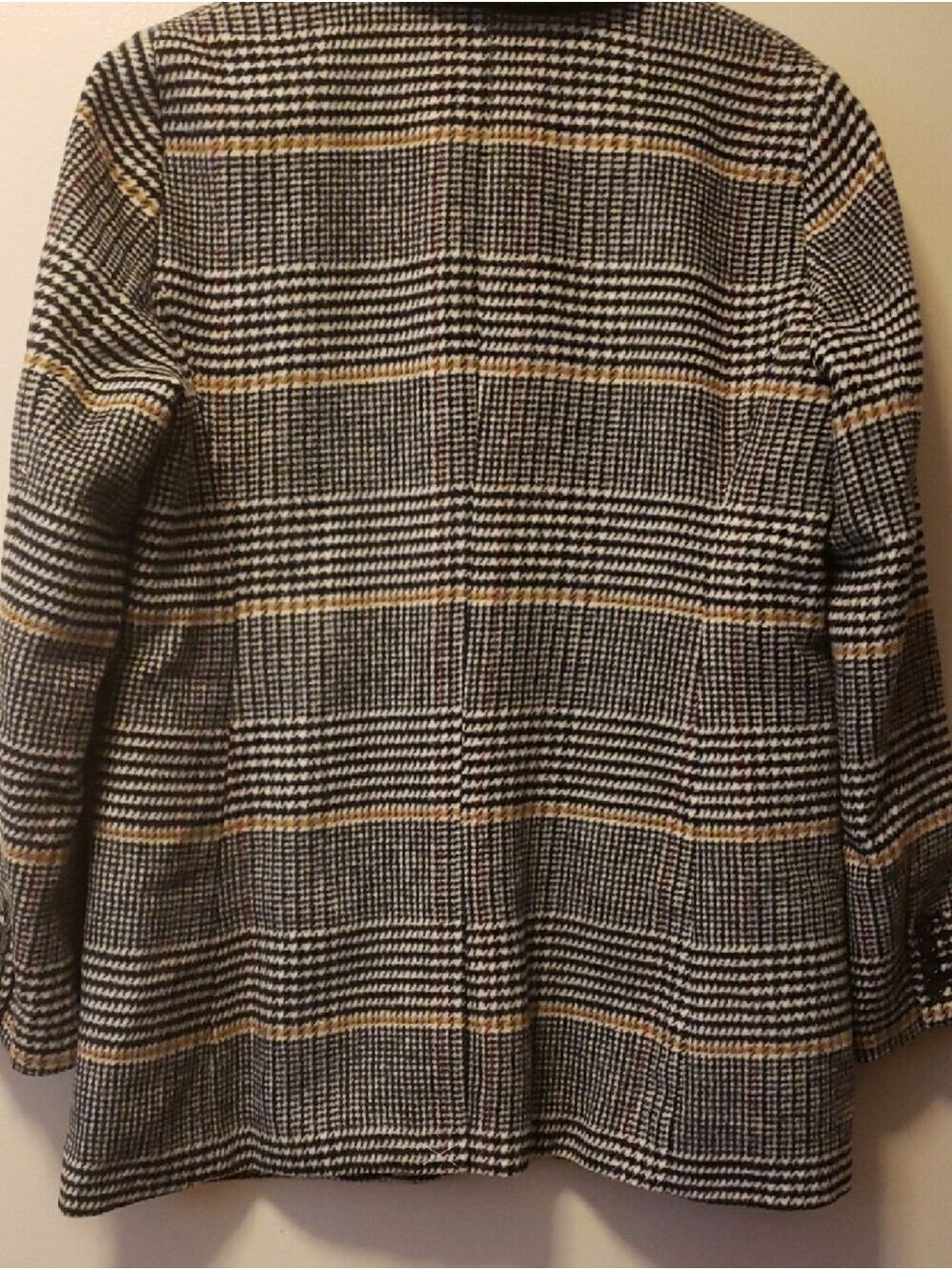 LOFT Plaid Single-Button Wool Blend Blazer in Black, Cream & Tan - Picture 5 of 8